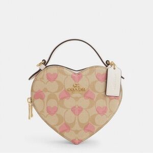 Coach Heart-Shaped Mini Bag in Beige and Pink